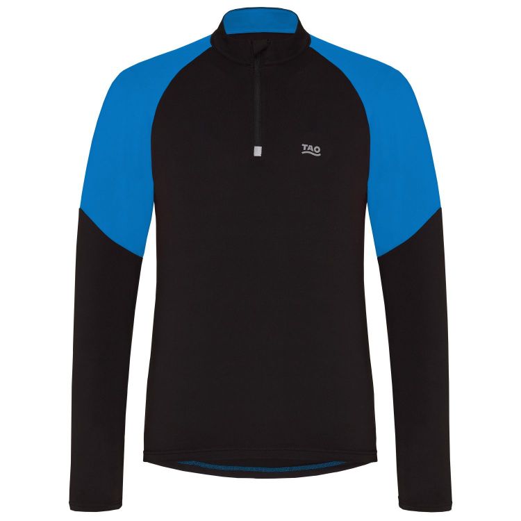 Laufoutlet - SALVO Laufshirt mit Zip - Langarm Laufshirt mit Reißverschlusskragen und Reflektoren - black/blue