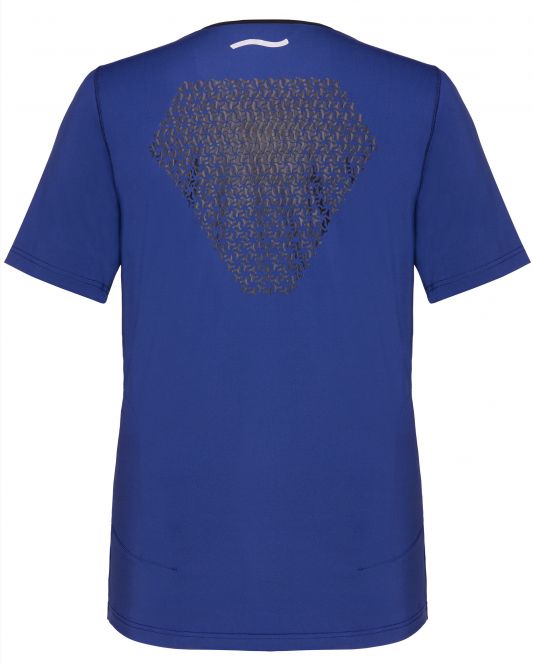 Laufoutlet - BASELINE Kurzarm Laufshirt - Atmungsaktives kurzarm T-Shirt mit matten Print im Rückenbereich - blueprint