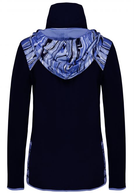 Laufoutlet - HOODIE Kapuzenshirt - 2-in-1 Kapuzenshirt mit Kragen und modernen Print-Muster - deep blue print