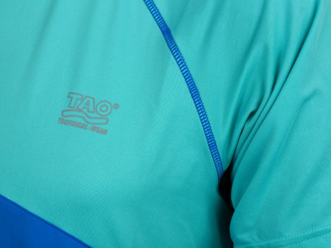 Laufoutlet - PULSE Kurzarm Laufshirt - Atmungsaktives kurzarm T-Shirt mit V-Ausschnitt und Colour-Block - cobalt/nirvana