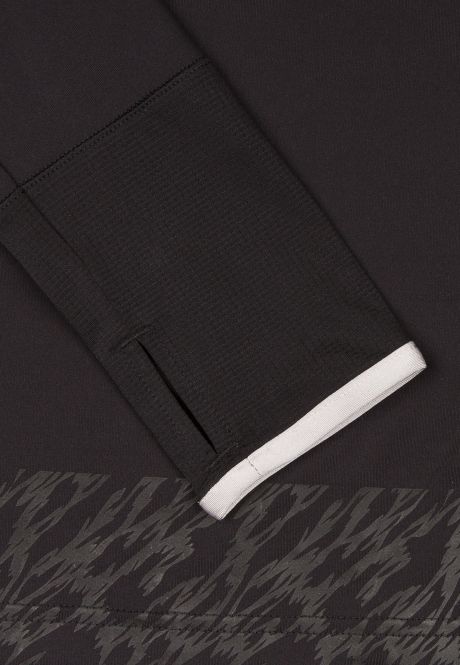 Laufoutlet - CHILLY Langarm Laufshirt - Leichtes Longsleeve mit feststellbarem Zip und Handy-Tasche - black